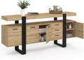 Buffet 180 cm 4 portes 3 tiroirs bois noir