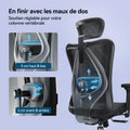 Chaise bureau ergonomique maille appuie tête accoudoirs réglables