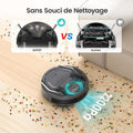 Robot aspirateur M210P 2200Pa mince silencieux 6 modes auto charge WiFi Bluetooth 120 min idéal poils animaux sols tapis