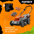 Tondeuse gazon sans fil 40 V 43 cm 40 L hauteur réglable avec batteries et chargeur