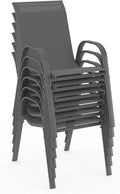Salon jardin Madrid table 150 cm 6 chaises empilables gris anthracite