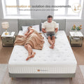 Matelas 180x200 cm épaisseur 26 cm hybride ressorts ensachés mémoire de forme H3 7 zones blanc
