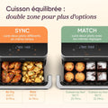 Air fryer 10 L double résistance dual zone séparateur amovible 40 à 240 degrés