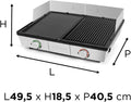 Plancha grill bi zone 1910 cm² plaques inclinées thermostats indépendants inox