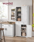 Buffet haut cuisine 182 cm avec tiroir placards étagères réglables blanc