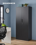 Armoire rangement acier 5 niveaux 40x80x180 cm portes doubles serrure