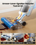 Aspirateur laveur sans fil 60 min sec humide 1,3 L nettoyage angles bords sols durs