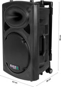 Enceinte portable 12 pouces 700W avec 2 micros télécommande housse Bluetooth USB SD autonomie 5 à 7h