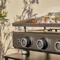 Plancha inox 84x34 cm 4 brûleurs grille réchauffement tiroir graisse