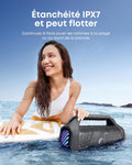 Enceinte Bluetooth 140 W stéréo BassUp 20 h IPX7 lumières RGB