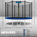Trampoline 244 305 366 427 cm avec filet échelle housse ancrage charge 150 kg
