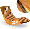 Lot 2 chaises longue bascule bois acacia pliables ergonomiques