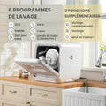 Lave vaisselle comptoir mini 6 programmes vapeur bébé fruits sans plomberie départ différé stockage 72 h blanc
