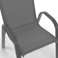 Salon jardin Madrid table 190 cm 8 chaises empilables gris anthracite