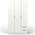 Armoire dressing 3 portes 2 tiroirs 4 niches blanc mat