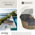 Bain de soleil modulable résine tressée pare soleil coussins inclus