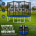 Trampoline 244 305 366 427 cm avec filet échelle housse ancrage charge 150 kg