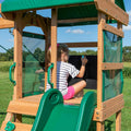 Aire de jeux en bois maisonnette extérieur balançoire toboggan bac à sable