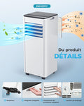 Climatiseur mobile 9000 BTU 26 kW télécommande 4 en 1 silencieux LED minuterie 24h surface 25 m²