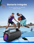 Enceinte Bluetooth 140 W stéréo BassUp 20 h IPX7 lumières RGB