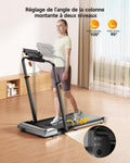 Tapis de course 6 en 1 pente 1 à 12% vitesse 12 km/h colonne télescopique 115 cm moteur 25 HP compact portable
