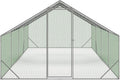 Enclos poulailler 24 m² parc grillagé 8 x 3 m acier galvanisé vert gris