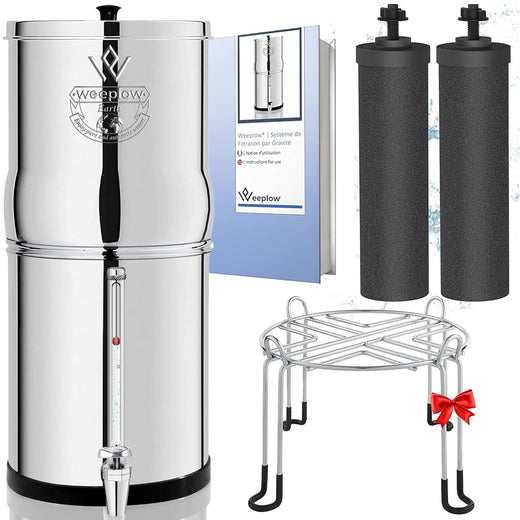 Filtration eau gravité 8,5 L inox AISI 304 avec éléments purification