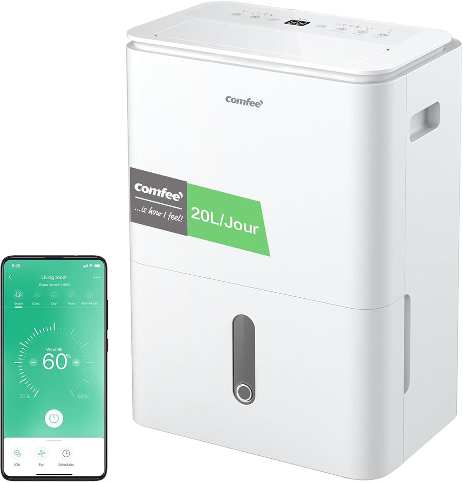 Déshumidificateur 20 L jour connecté réservoir 3 L mode sèche linge