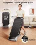 Tapis de course 6 en 1 pente 1 à 12% vitesse 12 km/h colonne télescopique 115 cm moteur 25 HP compact portable