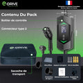 Chargeur voiture électrique 3,7 kW 6 m écran LCD départ différé câble type 2
