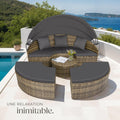 Bain de soleil modulable résine tressée pare soleil coussins inclus