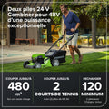Tondeuse gazon sans fil 48 V 46 cm sac 55 L avec batteries et chargeur