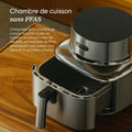 Airfryer inox revêtement céramique capacité 6,2 L 7 en 1 compatible lave vaisselle
