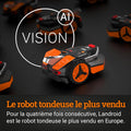 Robot tondeuse 500 m2 caméra 4K IA coupe bordures multizone