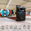 Enceinte portable 12 pouces 700W avec 2 micros télécommande housse Bluetooth USB SD autonomie 5 à 7h