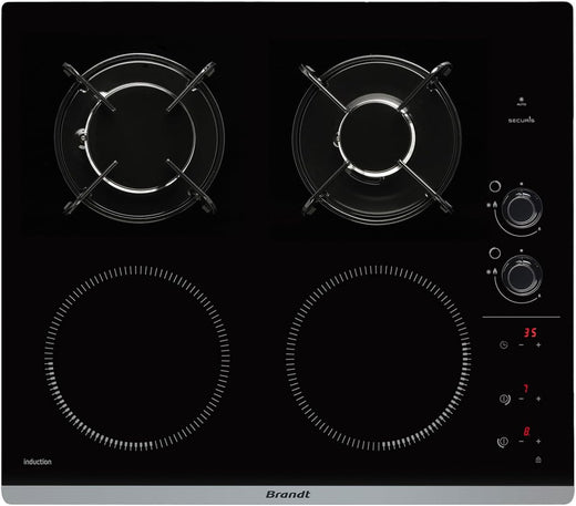 Plaque de cuisson induction et gaz 4 foyers 3400W 4600W encastrement 56x49 cm