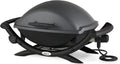 Barbecue électrique Q2400 avec support tablettes surface cuisson 54 x 39 cm fonte aluminium gris