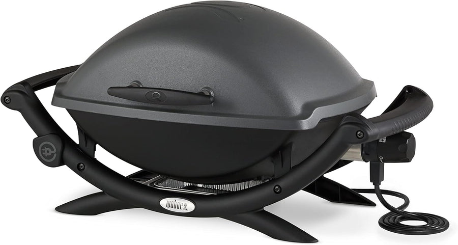 Barbecue électrique Q2400 avec support tablettes surface cuisson 54 x 39 cm fonte aluminium gris