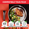 Batterie cuisine 20 pièces induction poignées amovibles antiadhésif empilable