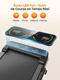 Tapis de course pliable 5 en 1 LED inclinable 9% moteur silencieux double écran 1 à 12 km/h compact maison bureau 120 kg