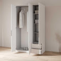 Armoire dressing 3 portes 2 tiroirs 4 niches blanc mat