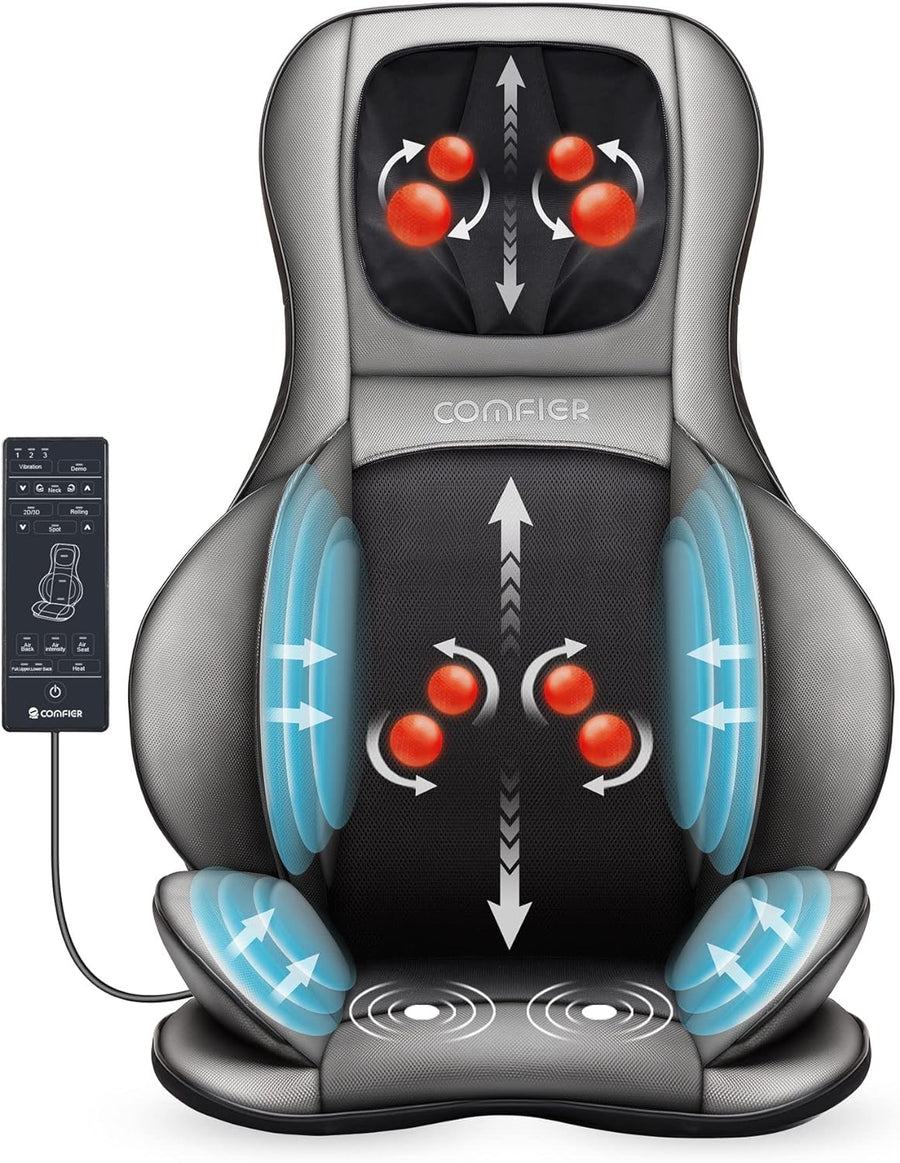 Siège massant shiatsu dos cou chaleur compression 2D 3D