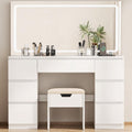 Coiffeuse miroir LED 115x60 cm avec tabouret et 7 tiroirs