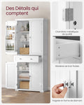 Buffet haut cuisine 182 cm avec tiroir placards étagères réglables blanc