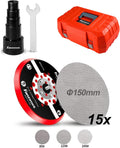 Ponceuse excentrique 150 mm 350 W 7 vitesses avec disques et mallette