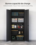 Armoire rangement acier 5 niveaux 40x80x180 cm portes doubles serrure