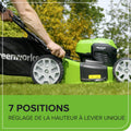 Tondeuse gazon sans fil 48 V 46 cm sac 55 L avec batteries et chargeur