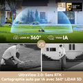 Robot tondeuse 800 m2 IA LiDAR 3D coupe bordures 5 cm sécurité animaux