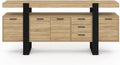 Buffet 180 cm 4 portes 3 tiroirs bois noir