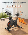 Vélo appartement connecté résistance magnétique volant 15 kg capacité 160 kg